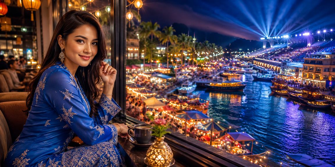 Suasana kasino hiburan Malaysia dengan dealer berbaju kurung di platform 197